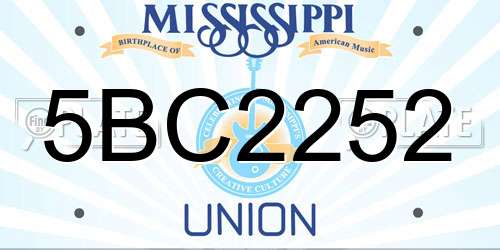 5BC2252 Mississippi License Plate