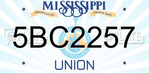 5BC2257 Mississippi License Plate