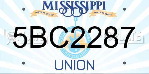5BC2287 Mississippi License Plate