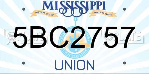 5BC2757 Mississippi License Plate