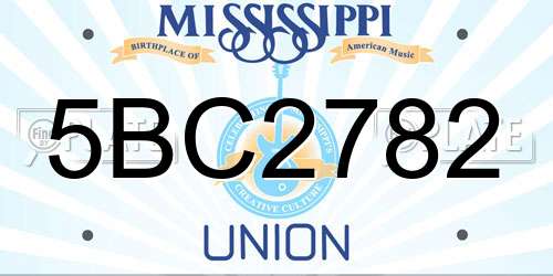 5BC2782 Mississippi License Plate
