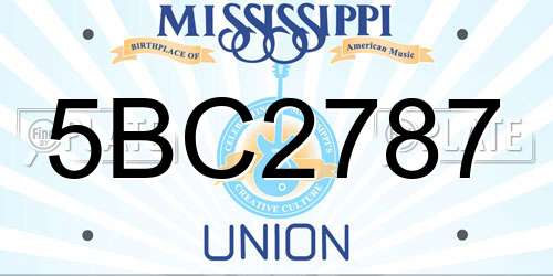 5BC2787 Mississippi License Plate
