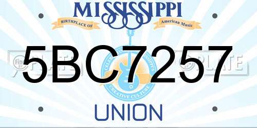 5BC7257 Mississippi License Plate