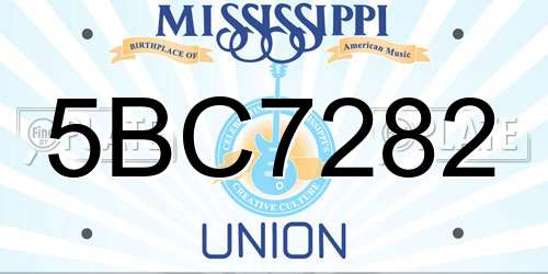 5BC7282 Mississippi License Plate