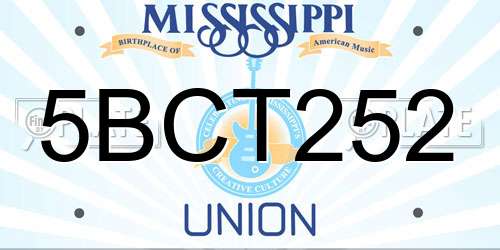 5BCT252 Mississippi License Plate