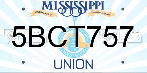 5BCT757 Mississippi License Plate