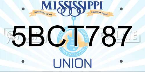 5BCT787 Mississippi License Plate