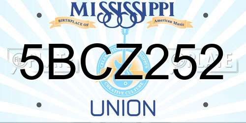 5BCZ252 Mississippi License Plate