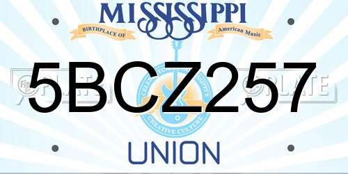 5BCZ257 Mississippi License Plate
