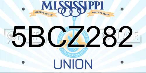 5BCZ282 Mississippi License Plate