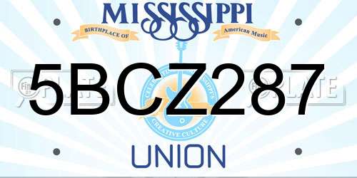 5BCZ287 Mississippi License Plate