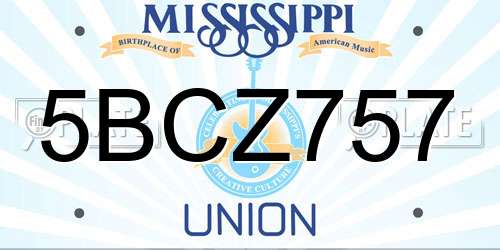 5BCZ757 Mississippi License Plate