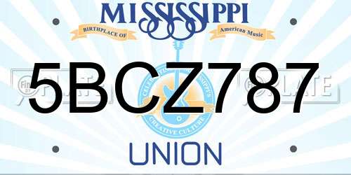 5BCZ787 Mississippi License Plate