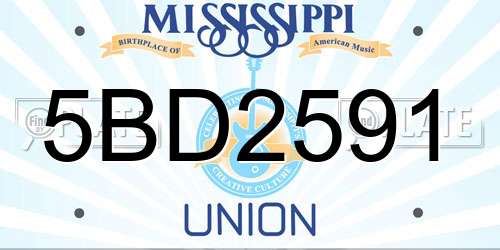 5BD2591 Mississippi License Plate