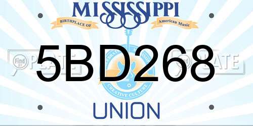 5BD268 Mississippi License Plate