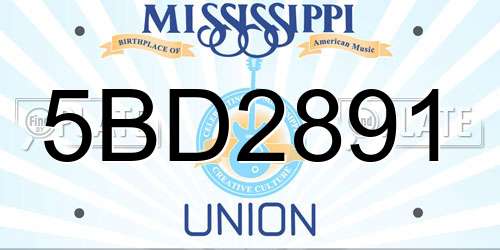 5BD2891 Mississippi License Plate