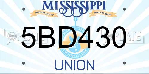 5BD430 Mississippi License Plate