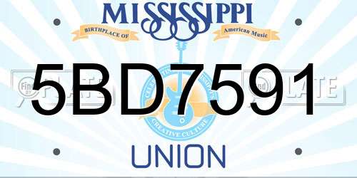 5BD7591 Mississippi License Plate