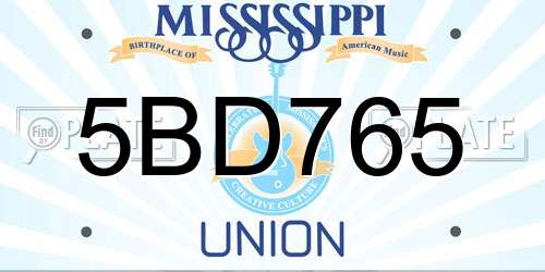 5BD765 Mississippi License Plate