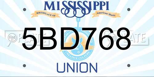 5BD768 Mississippi License Plate