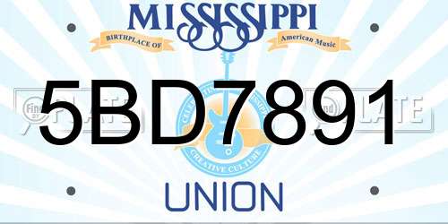 5BD7891 Mississippi License Plate