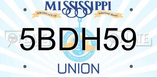 5BDH59 Mississippi License Plate