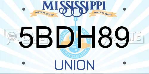5BDH89 Mississippi License Plate