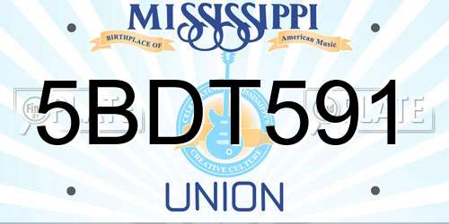 5BDT591 Mississippi License Plate