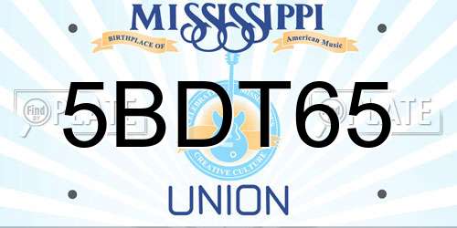 5BDT65 Mississippi License Plate