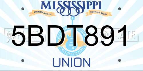 5BDT891 Mississippi License Plate