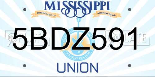 5BDZ591 Mississippi License Plate