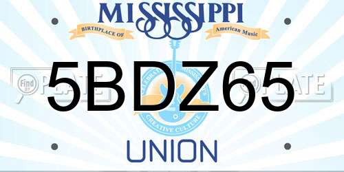 5BDZ65 Mississippi License Plate