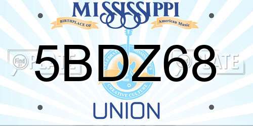 5BDZ68 Mississippi License Plate