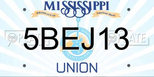 5BEJ13 Mississippi License Plate