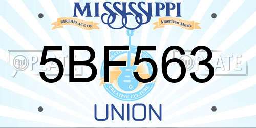 5BF563 Mississippi License Plate