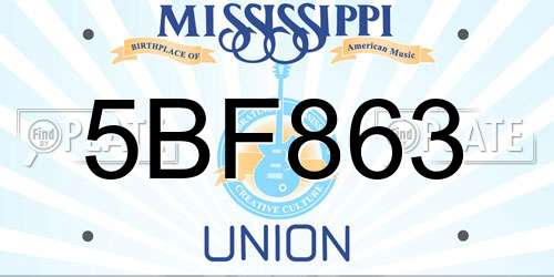 5BF863 Mississippi License Plate