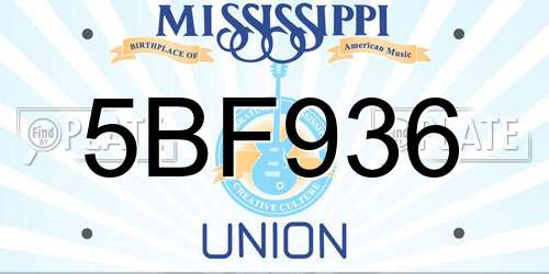 5BF936 Mississippi License Plate
