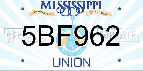 5BF962 Mississippi License Plate