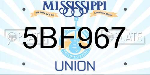 5BF967 Mississippi License Plate