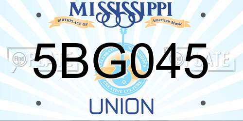 5BG045 Mississippi License Plate