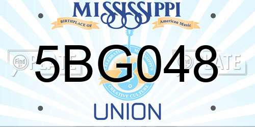 5BG048 Mississippi License Plate