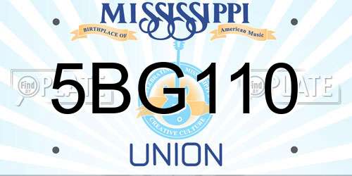 5BG110 Mississippi License Plate
