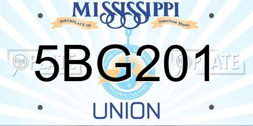 5BG201 Mississippi License Plate