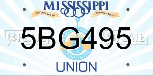5BG495 Mississippi License Plate
