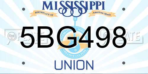 5BG498 Mississippi License Plate