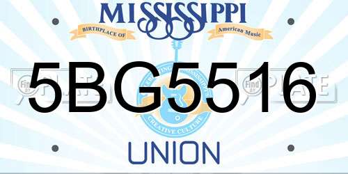 5BG5516 Mississippi License Plate