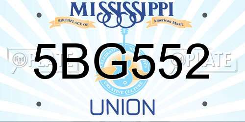 5BG552 Mississippi License Plate