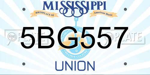5BG557 Mississippi License Plate