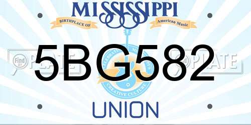 5BG582 Mississippi License Plate