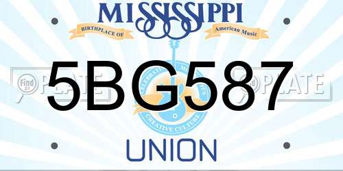 5BG587 Mississippi License Plate